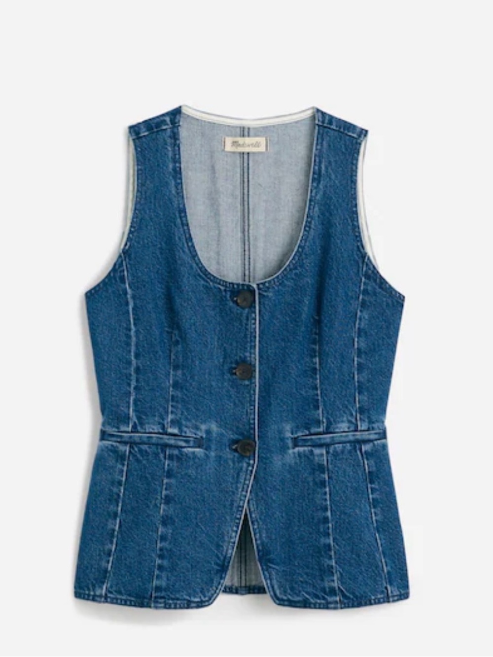 Madewell Blue Denim Button Vest